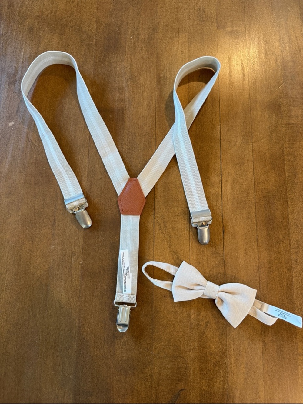 Target Kids Cream Suspenders and Bow Tie Set